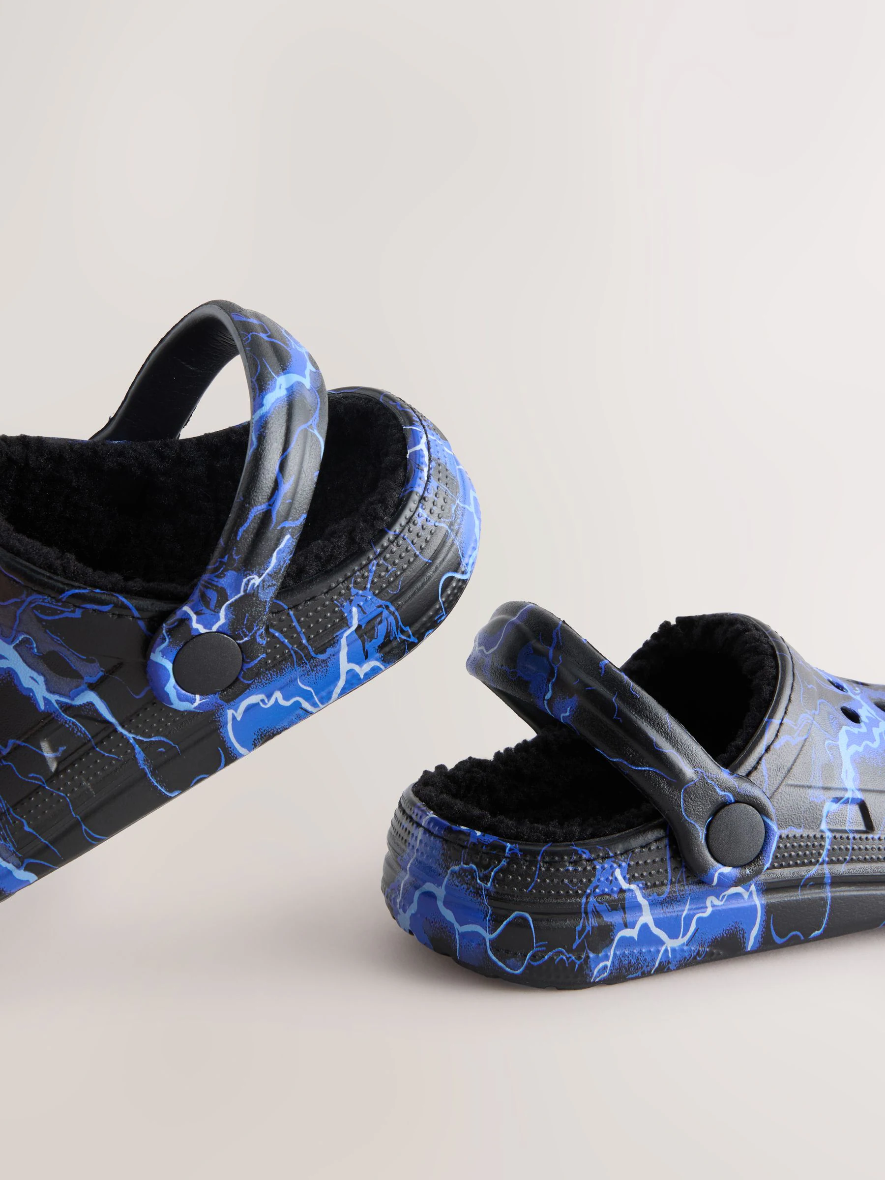 Blauw met bliksem - Warme gevoerde pantoffelklompen