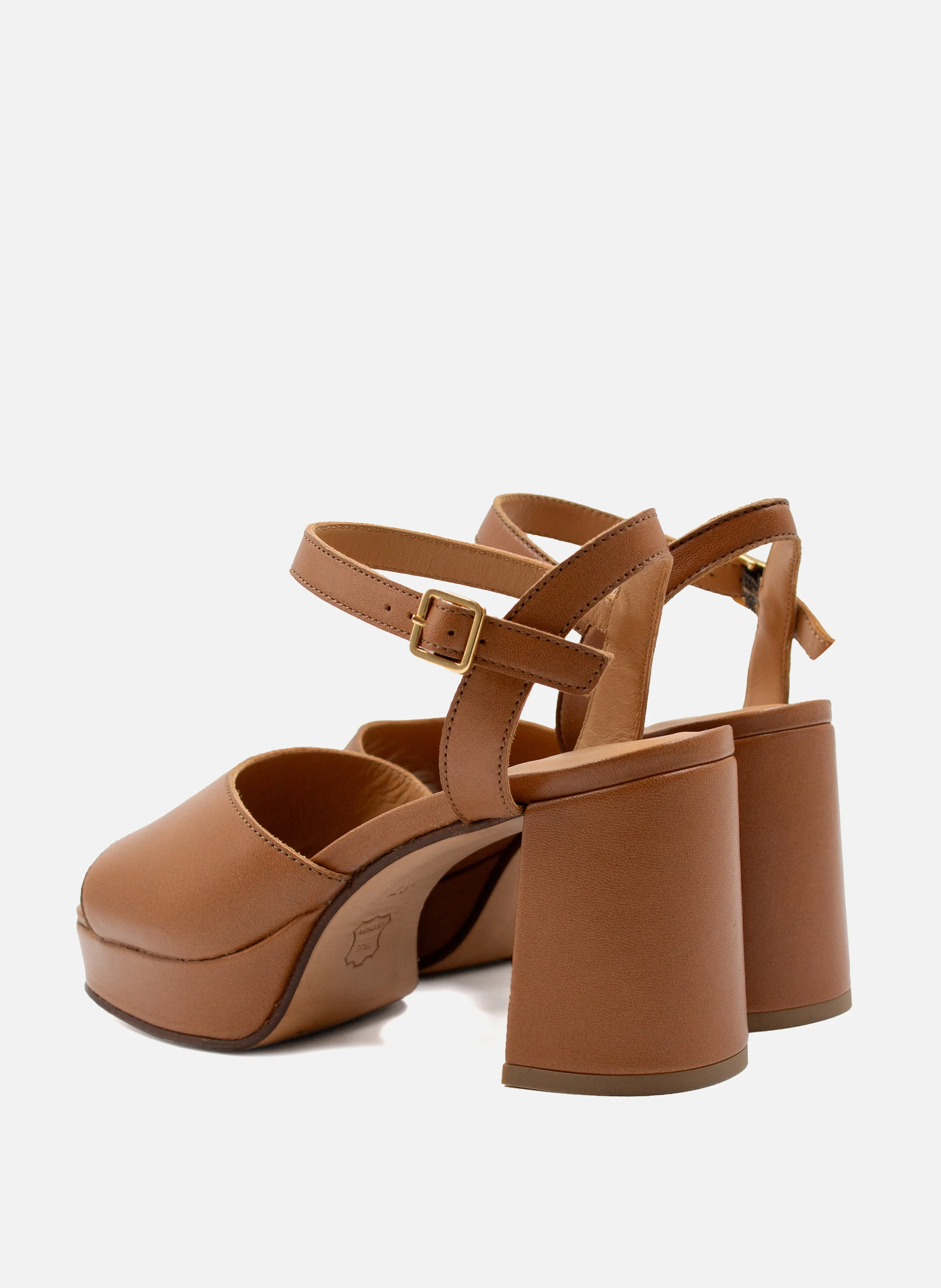 Sandales plateforme cuir lisse | Marron