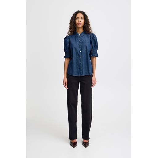 Ichi Borgie Skjorte, Washed Dark Blue, 42
