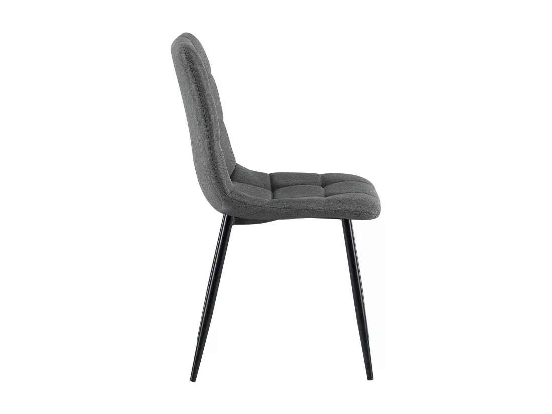 Lot de 4 chaise salle à manger - Tissu & Métal noir mat - Gris foncé - Antibes