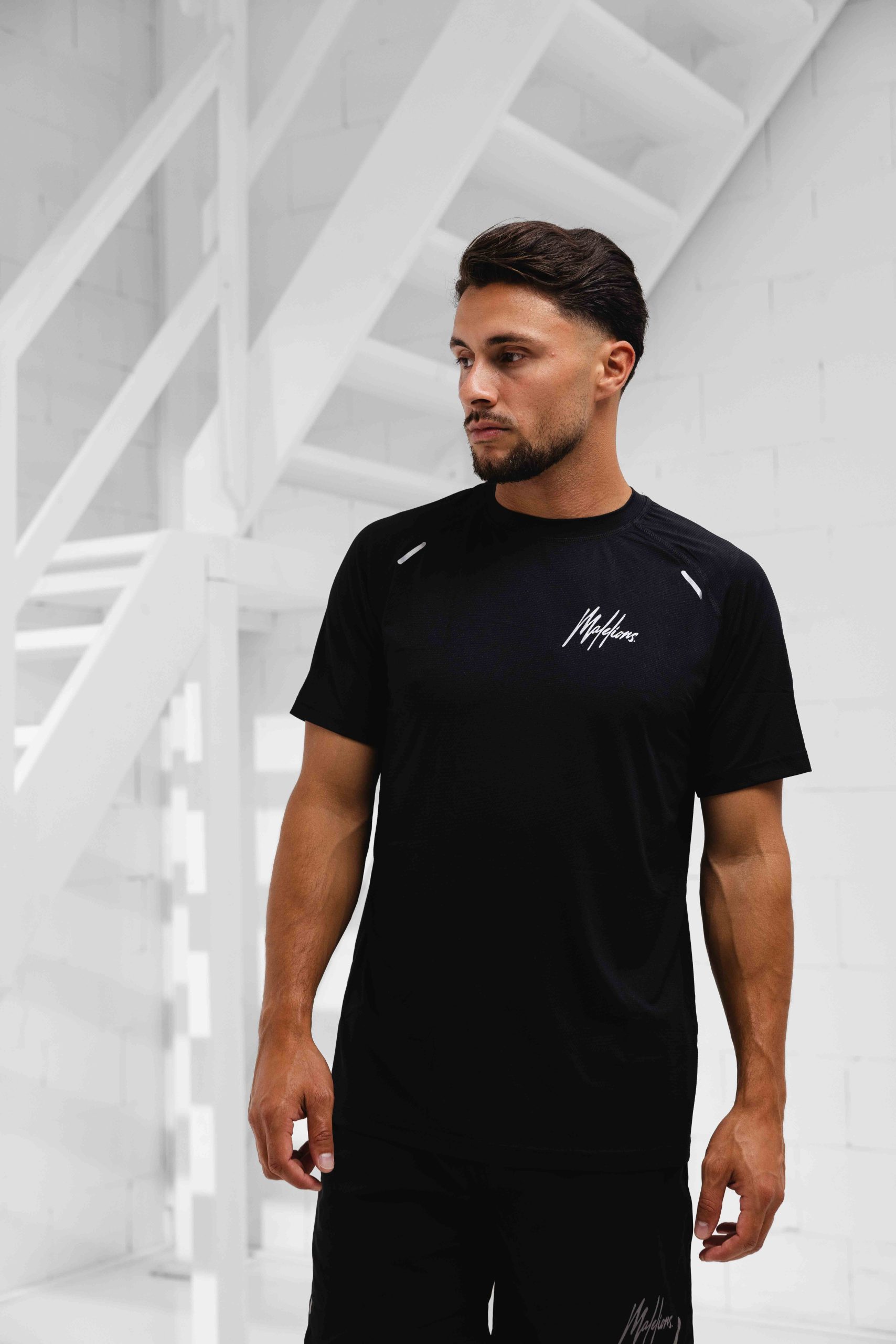 Malelions Padel Hexagon T-Shirt Heren Zwart