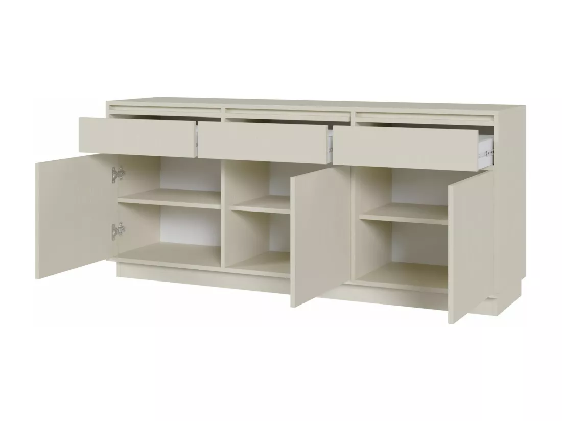 Buffet 3 portes avec 3 tiroirs - 154 cm - beige - EVO