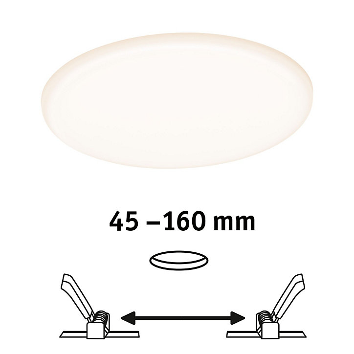 Panneau LED à encastrer Varifit Veluna 1900lm 17w IP44 ⌀21,5 cm blanc froid et blanc chaud Paulmann transparent
