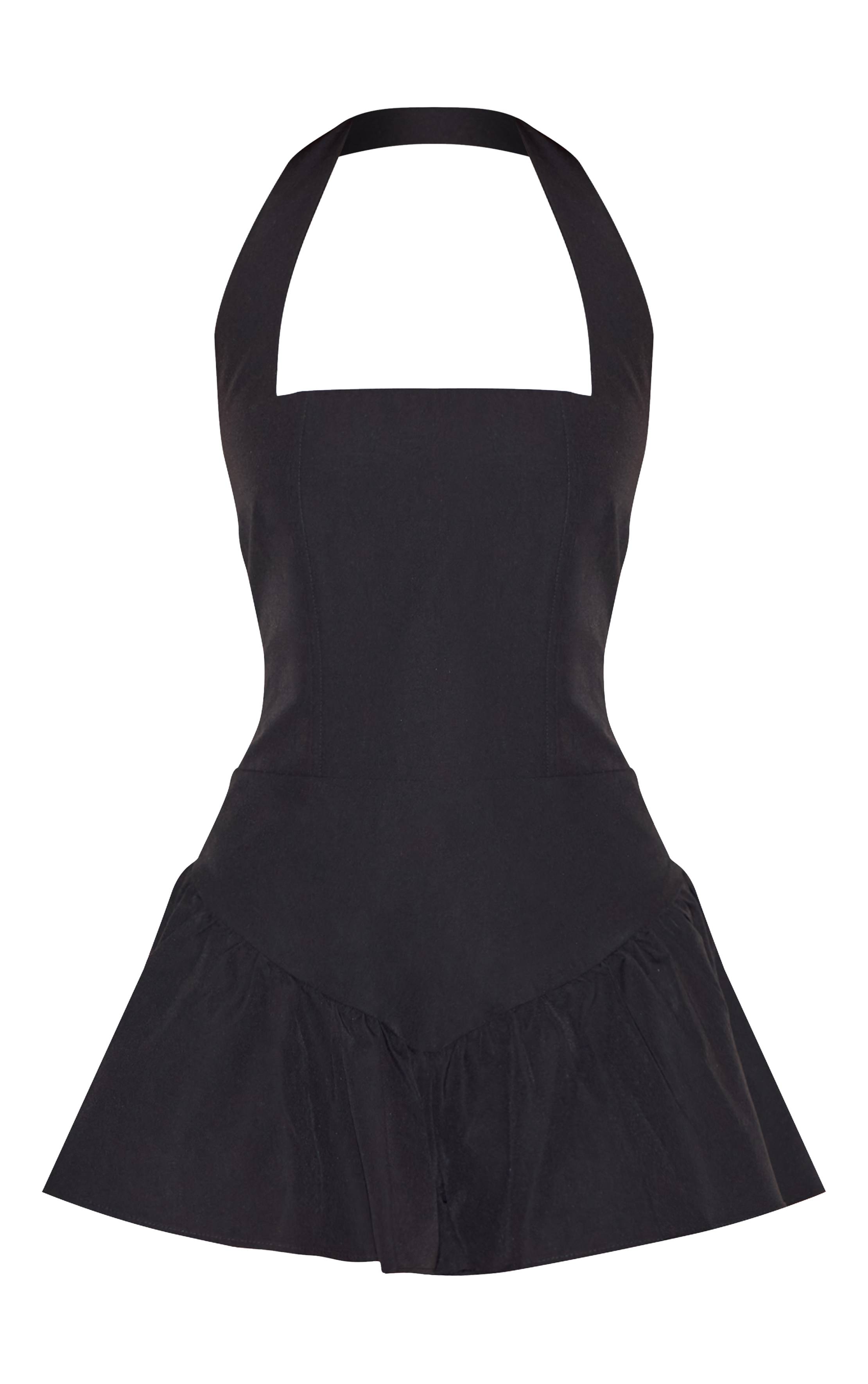 Noir Combishort Fluide À Col Licou Et Taille Basse