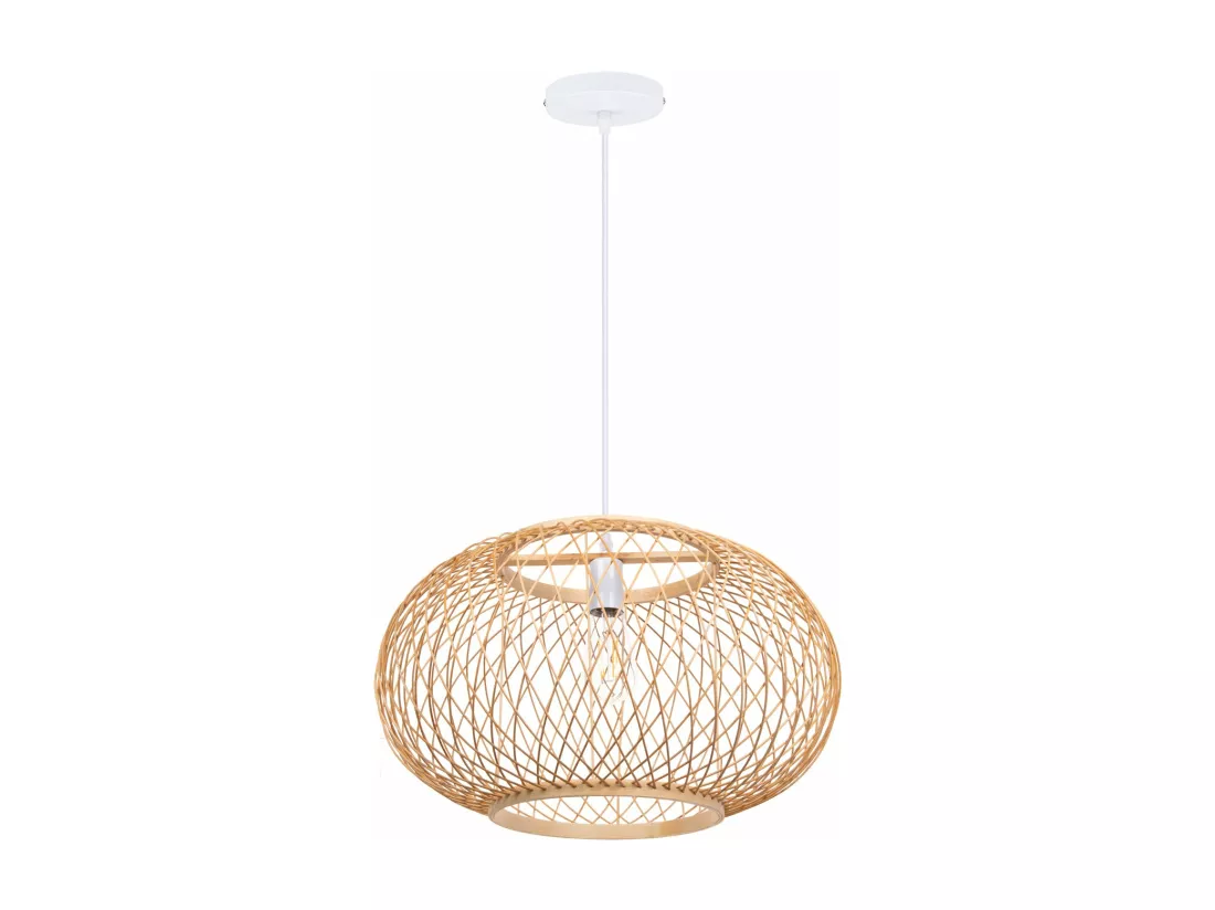 Lustre rotin suspension rotin naturel d40 cm x h28 cm - sphérique