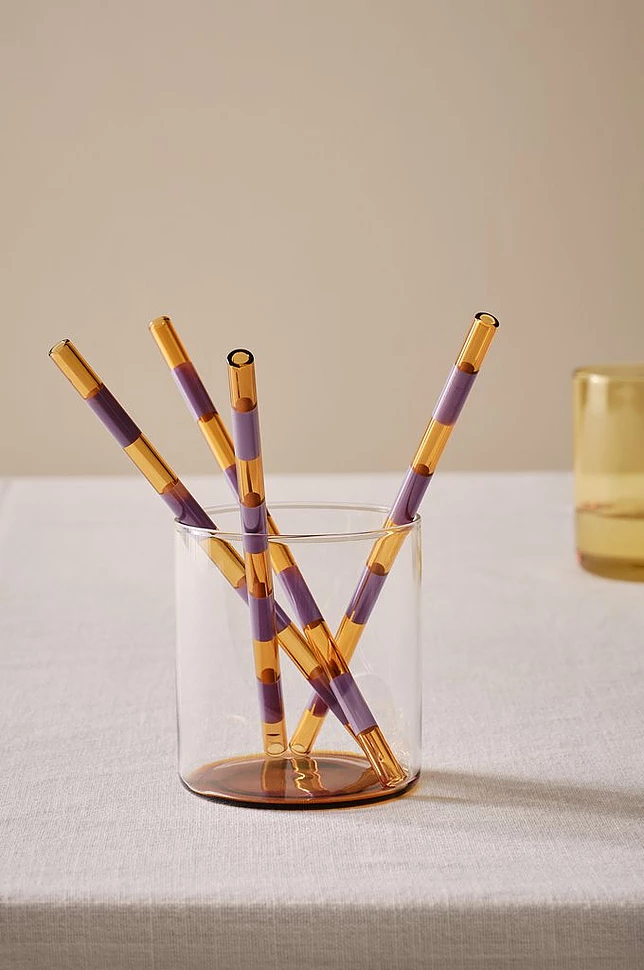 POPPY sugerør i glass 4-pakning