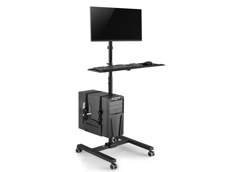 Maclean MC-793 - Vogn med hjul - for LCD-skærm / tastatur / CPU - plastik, stål - sort - skærmstørrelse: 17