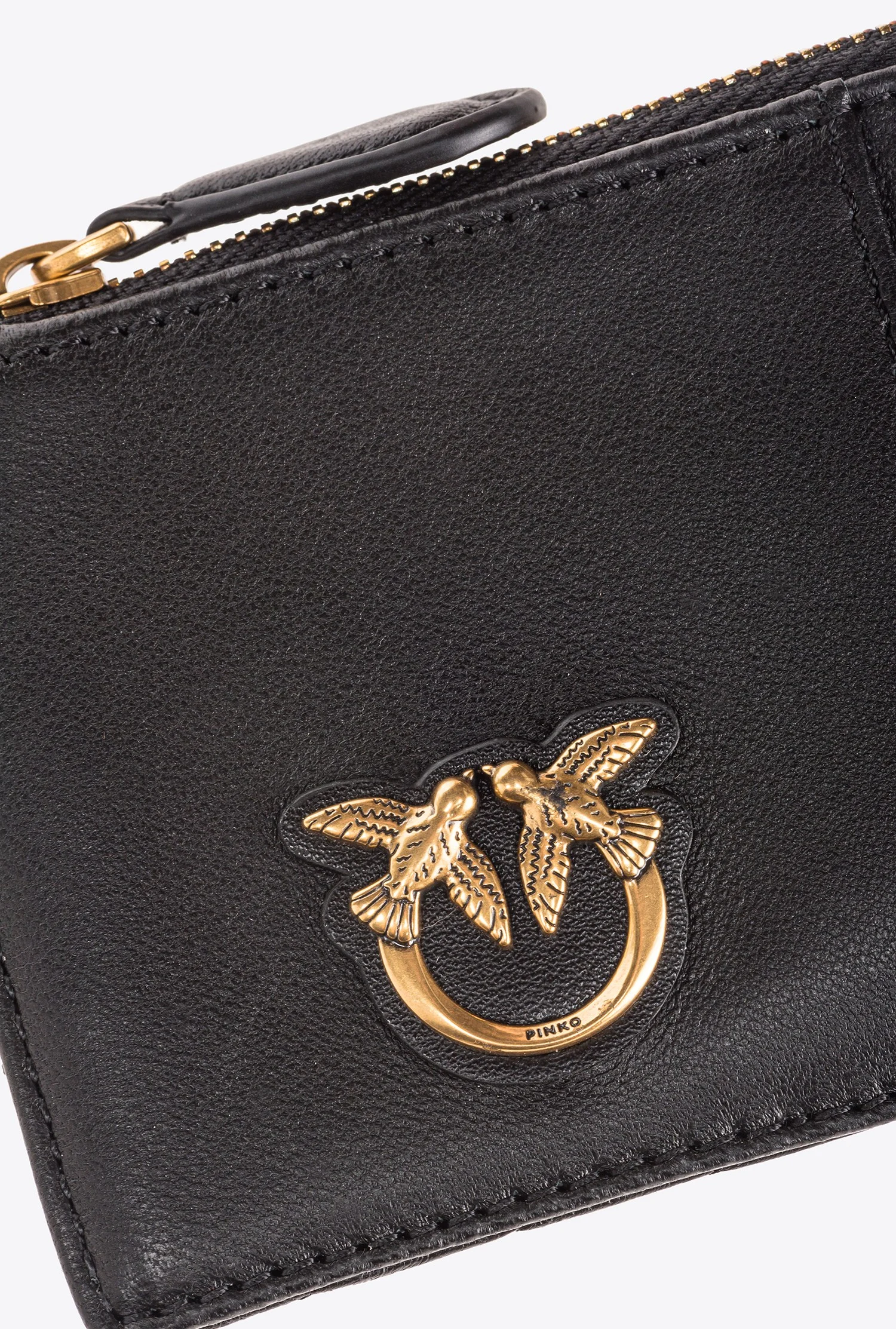 Porte-cartes zippé à motif | Noir