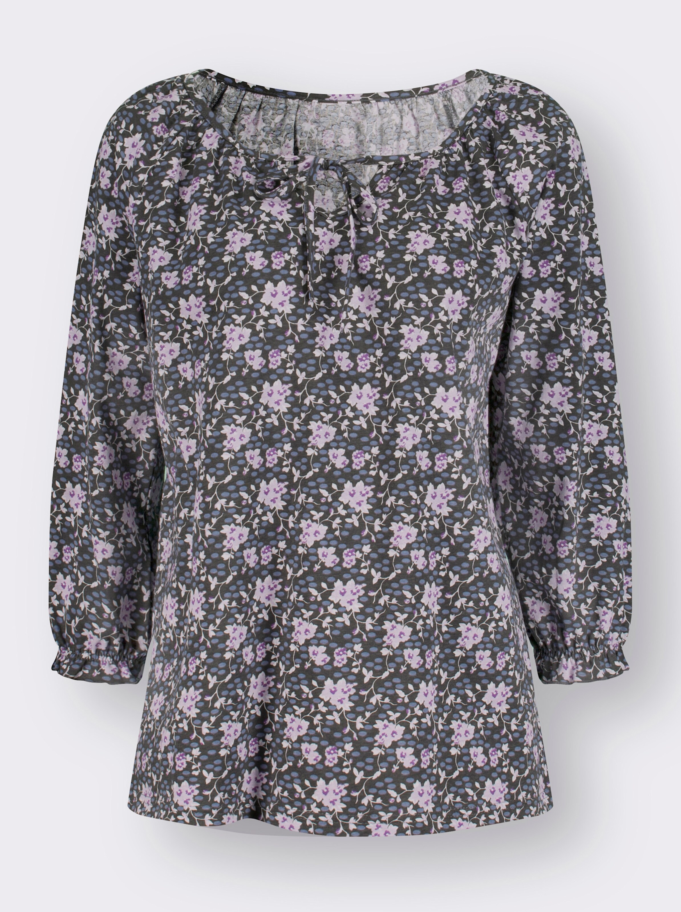 34-Arm-Shirt mit Blüten-Dessin