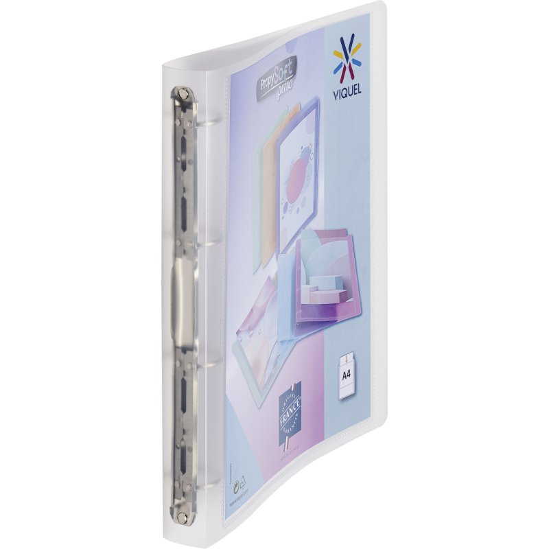 Classeur 4 anneaux plastifié Viquel Propysoft personnalisable A4 - Dos 3,5 cm couleurs assorties translucides