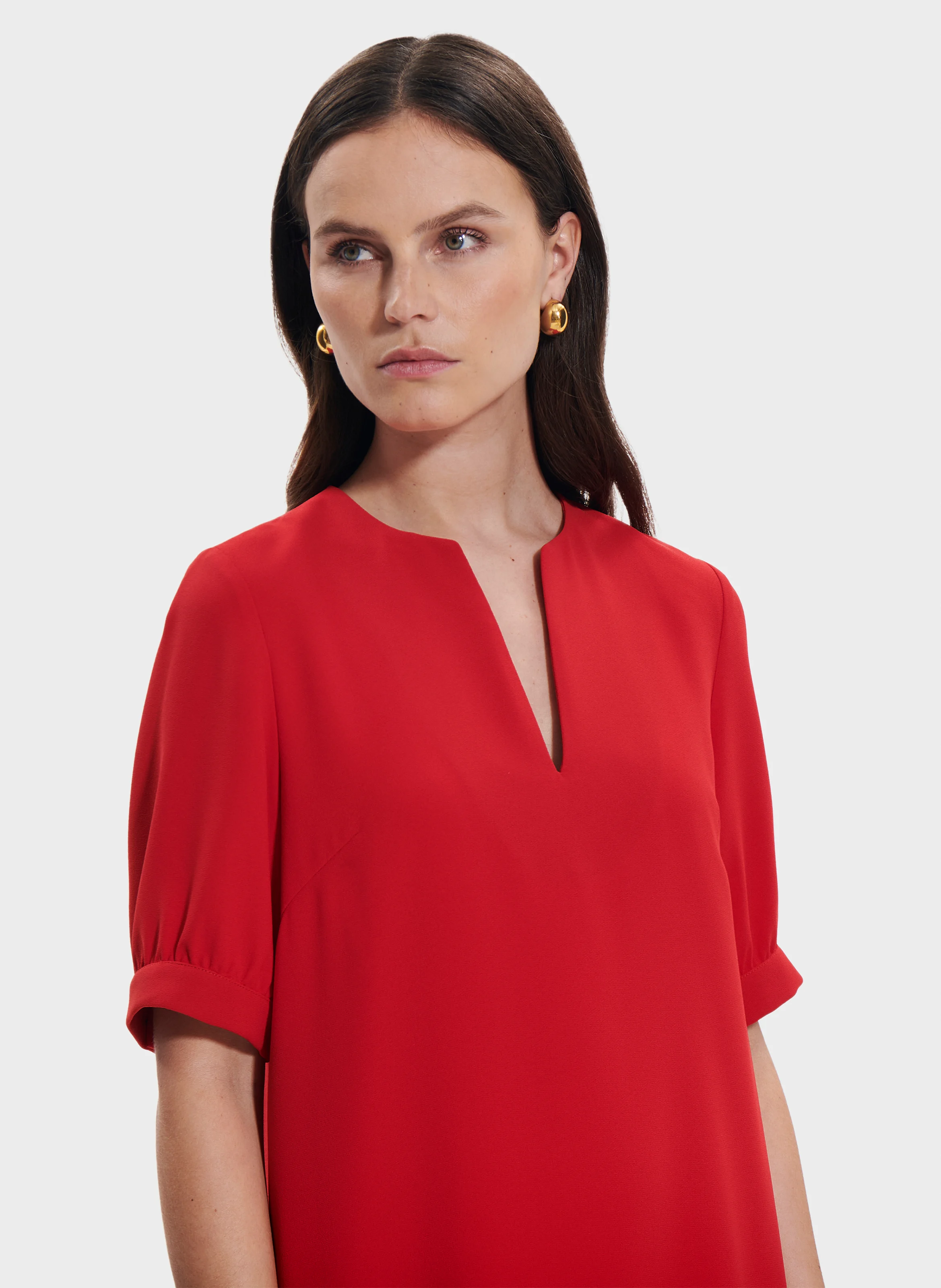 RHEALANE - Robe droite courte| Rouge