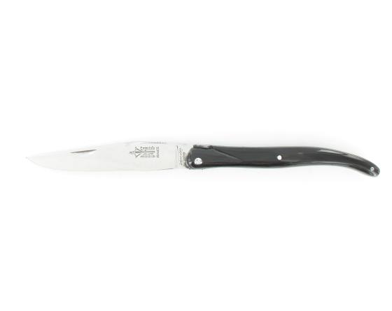 Laguiole 12 cm - Plein Manche Buffle - Ressort, Platine et lame ciselés Couteau de Poche par l'Arbalète