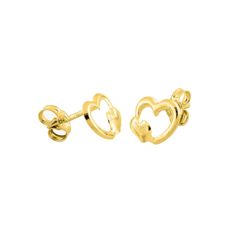 Boucles d'oreilles Enfant - Or 18 Carats - Coeur