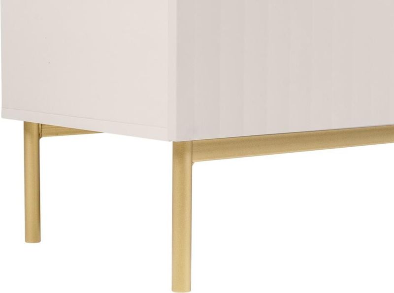 Vente-unique Tv-meubel met 2 deuren, 2 laden en 2 nissen van mdf en staal - Beige en goudkleurig - EVILANA