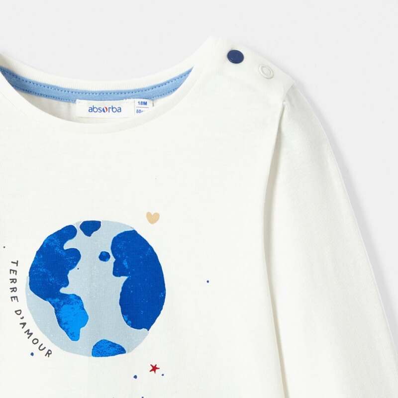 T-shirt à motif planète bleue bébé garçon Absorba Blanc