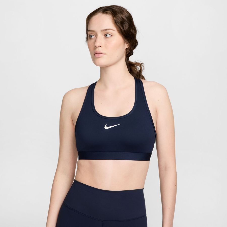 Nike Brassière Dri-FIT Swoosh - Bleu Foncé/Blanc Femme