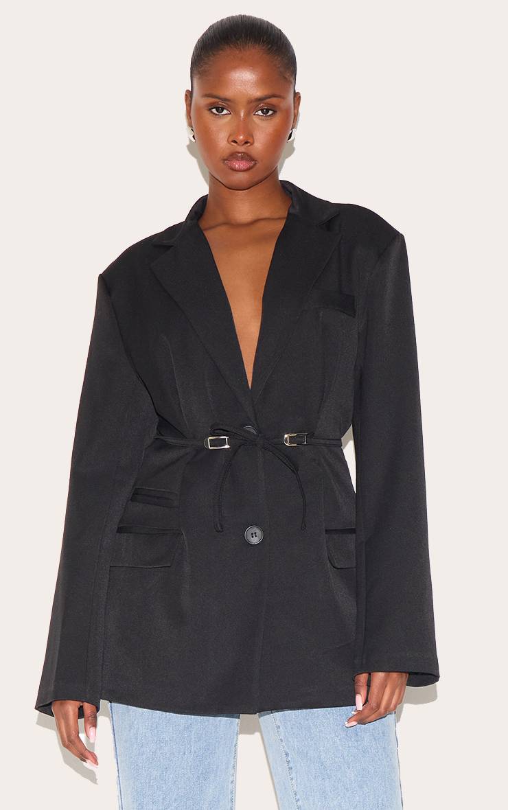 Noir Blazer Avec Détail Ceinture