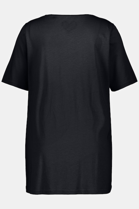 T-Shirt, Zierfalten, A-Linie, Rundhals, Halbarm, Modal