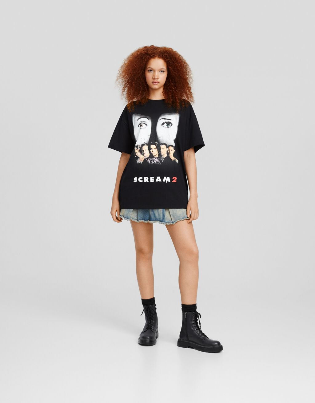 Camiseta oversized de manga curta com estampa Scream