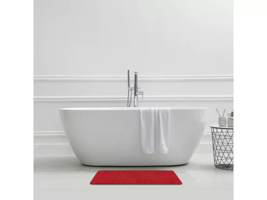 Tapis de bain uni en polyester rouge 50x80cm