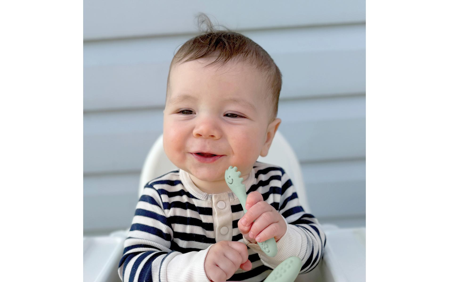 Babybesteck 3-teilig Silikon Mint3-teiliges Silikon Babybesteck