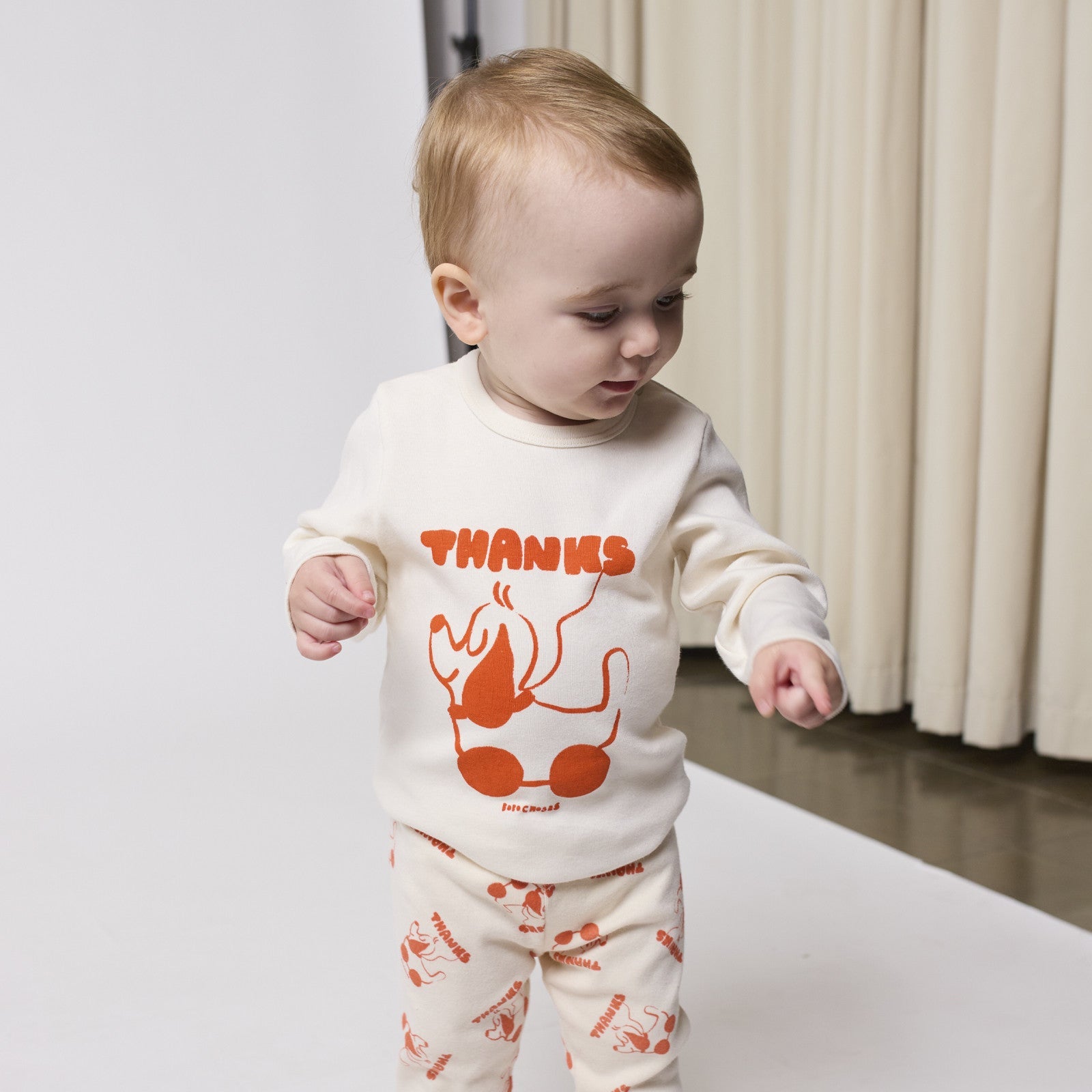 Baby Langarmshirt Rolling Dog Offwhite