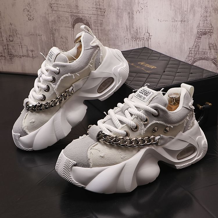 Mr Ozera - Platform veterschoenen met ketting