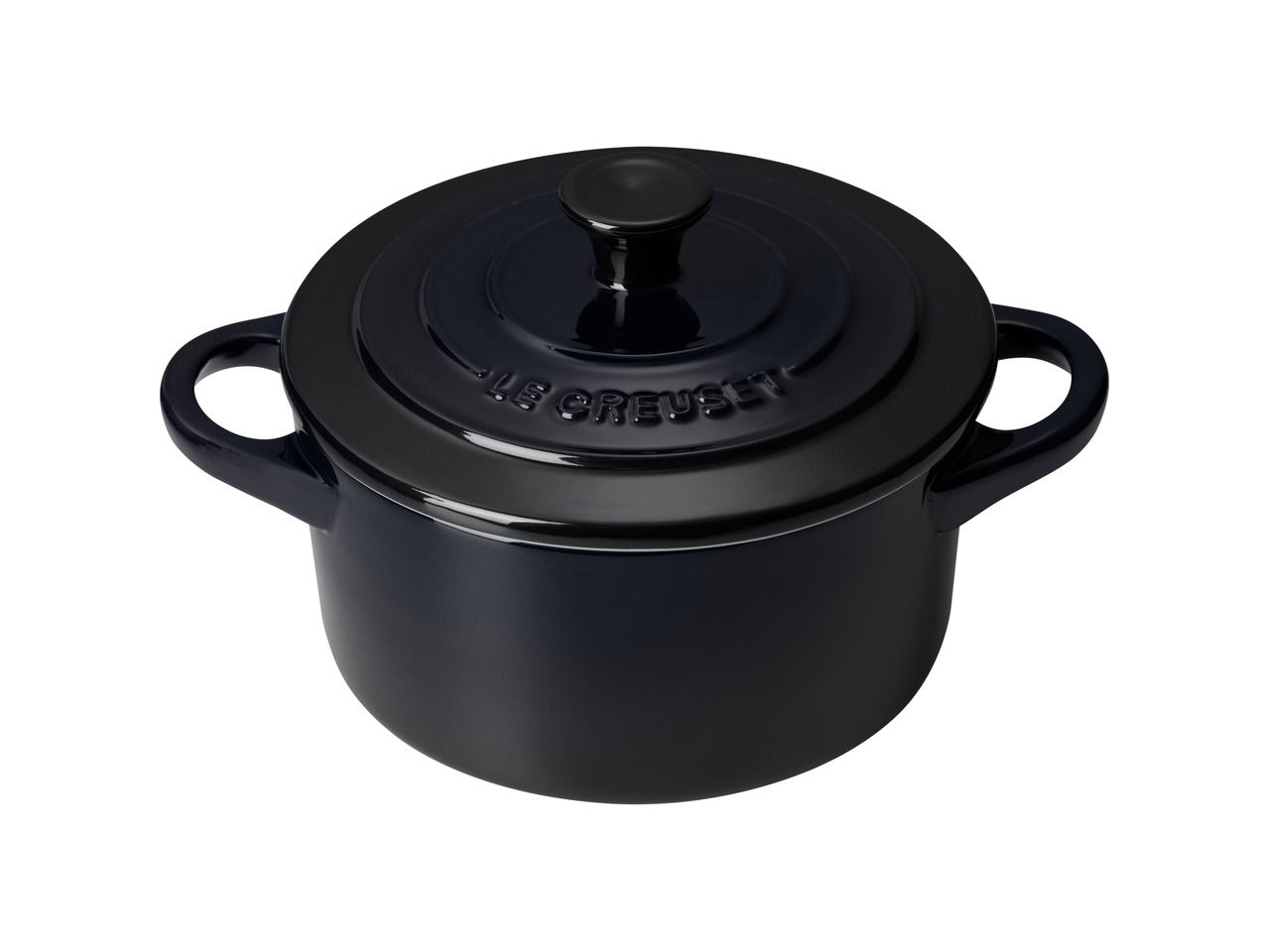 LE CREUSET Mini Cocotte 10cm Schwarz Glänzend