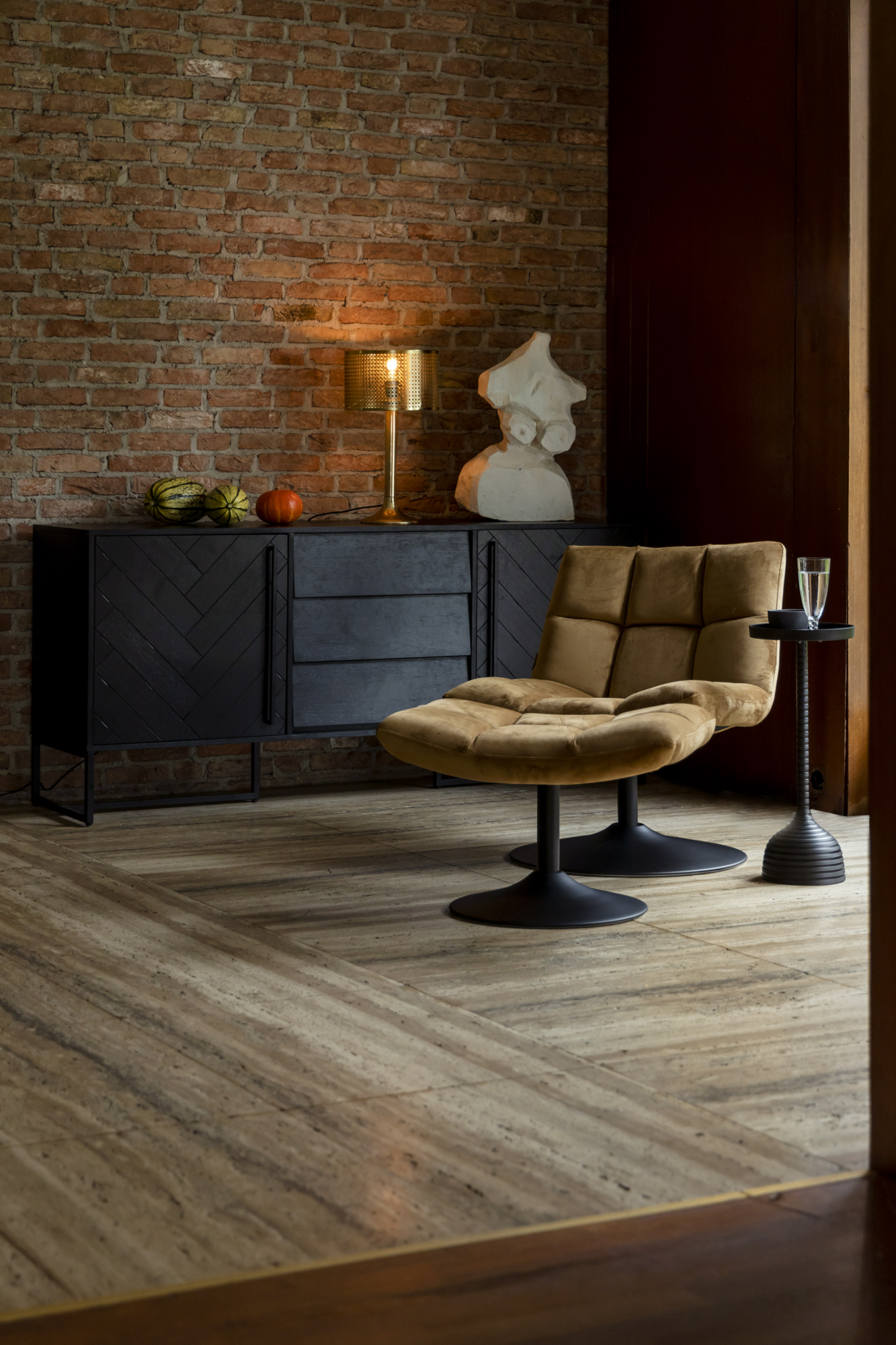 Fauteuil Bar Velvet goud/bruin