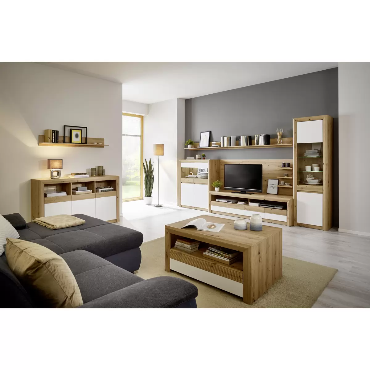 TV Möbel Kashmir weiss,Artisan Eiche