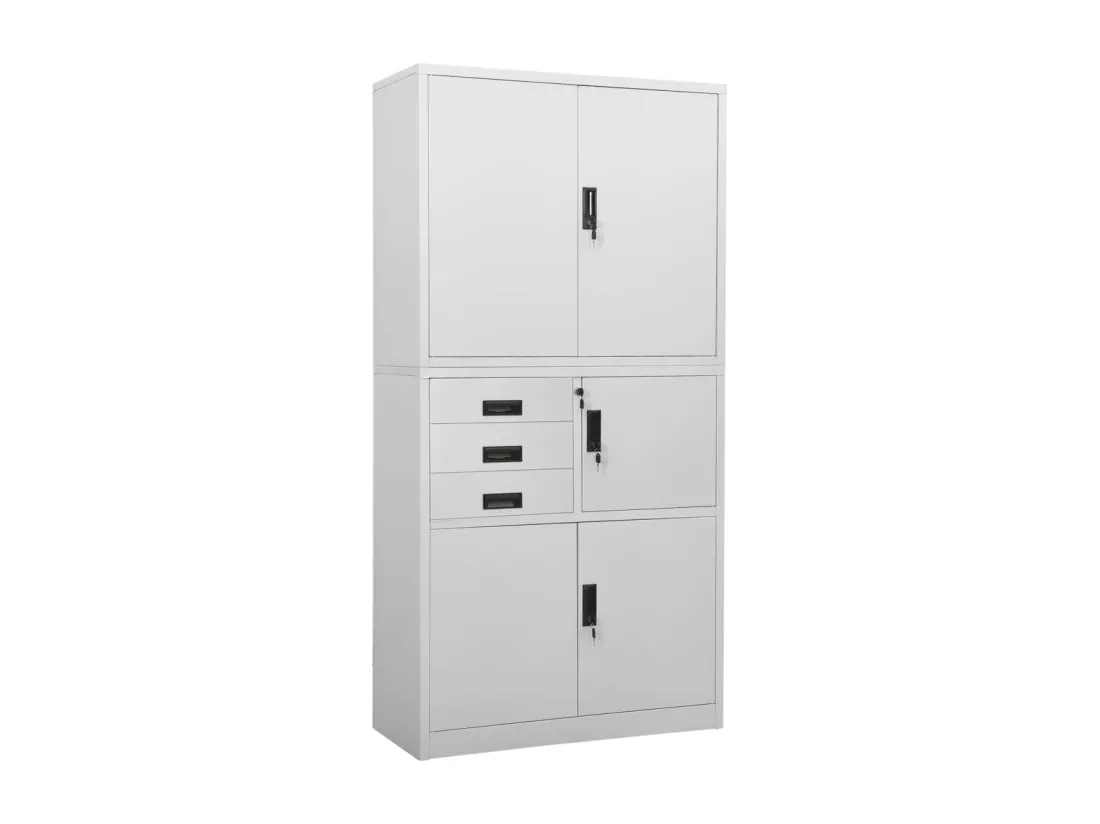 Armoire de bureau Gris clair 90x40x180 cm Acier
