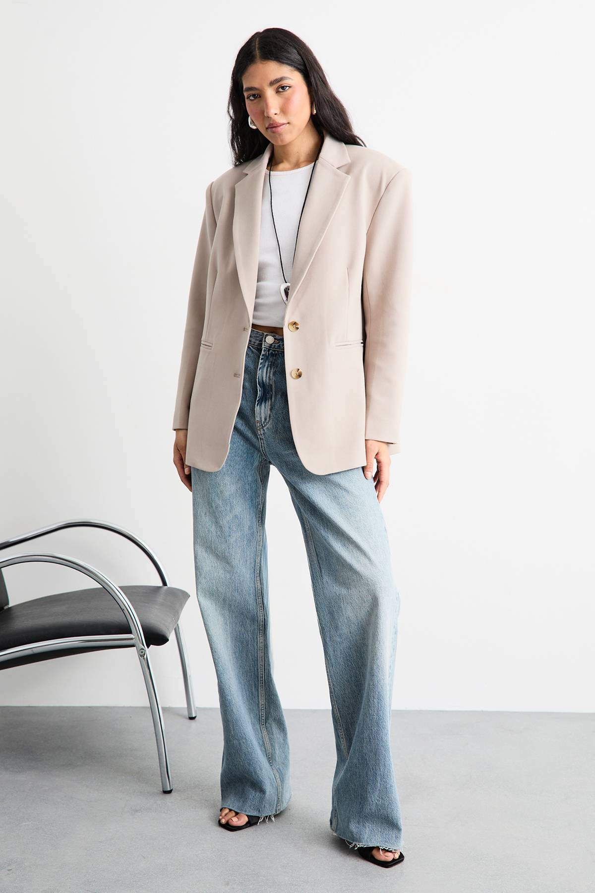 Warehouse Blazer Oversize À Simple Boutonnage