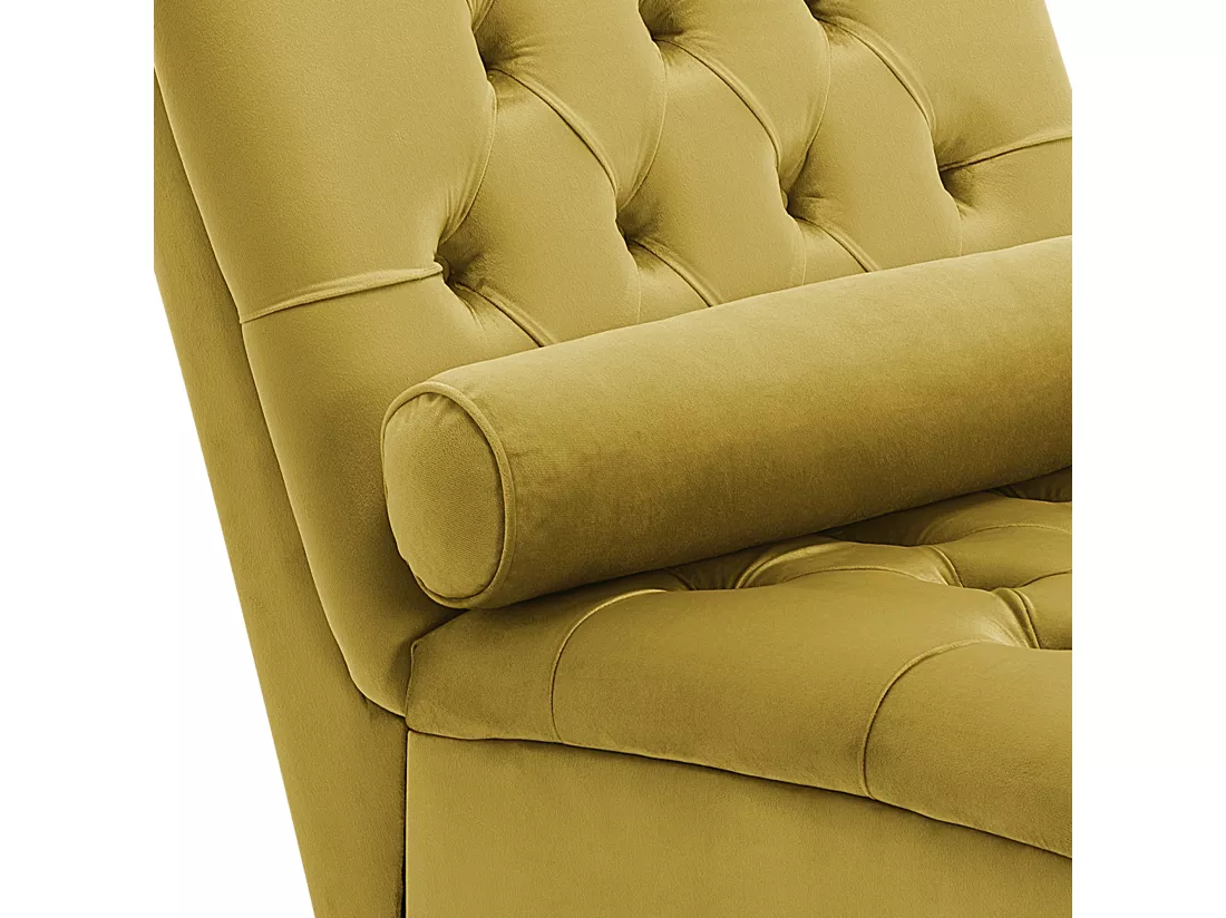 Chaise longue en velours moutarde MURET