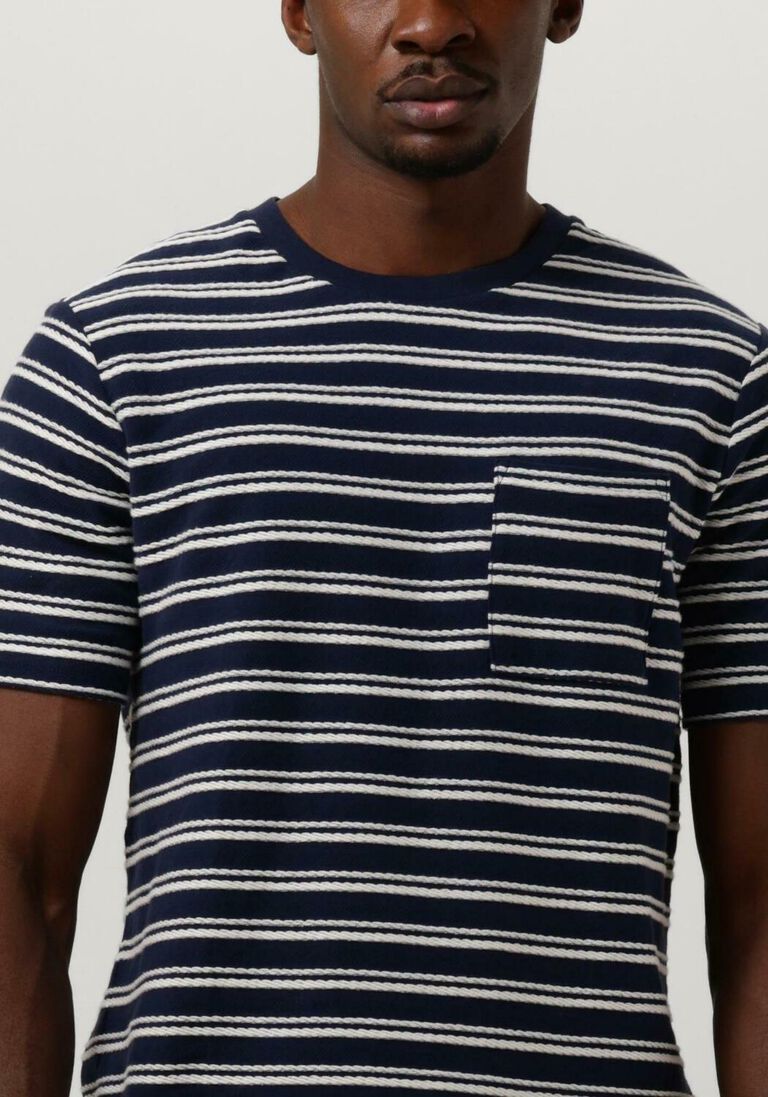 SCOTCH & SODA donkerblauwe scotch & soda t-shirt structured stripe pocket t-shirt