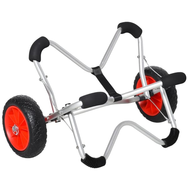 Kajakkvogn, Aluminiumsbåtvogn, Sammenleggbar, Transportvogn Med Pu-Dekk, Sølv, Opptil 75 Kg, 75X43X46 Cm