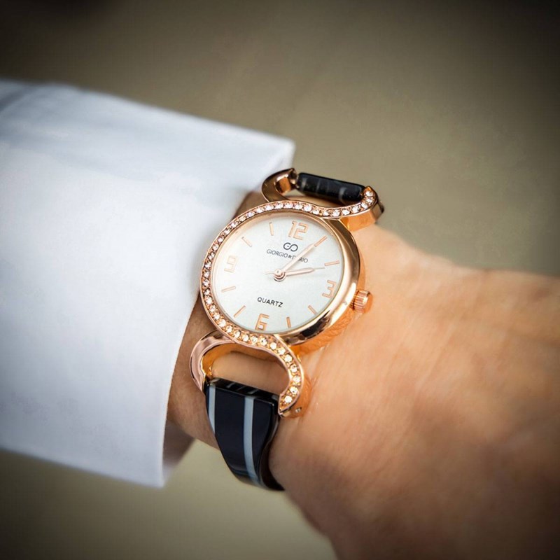 Coffret montre Femme GIORGIO bracelet Acier Rose Métal