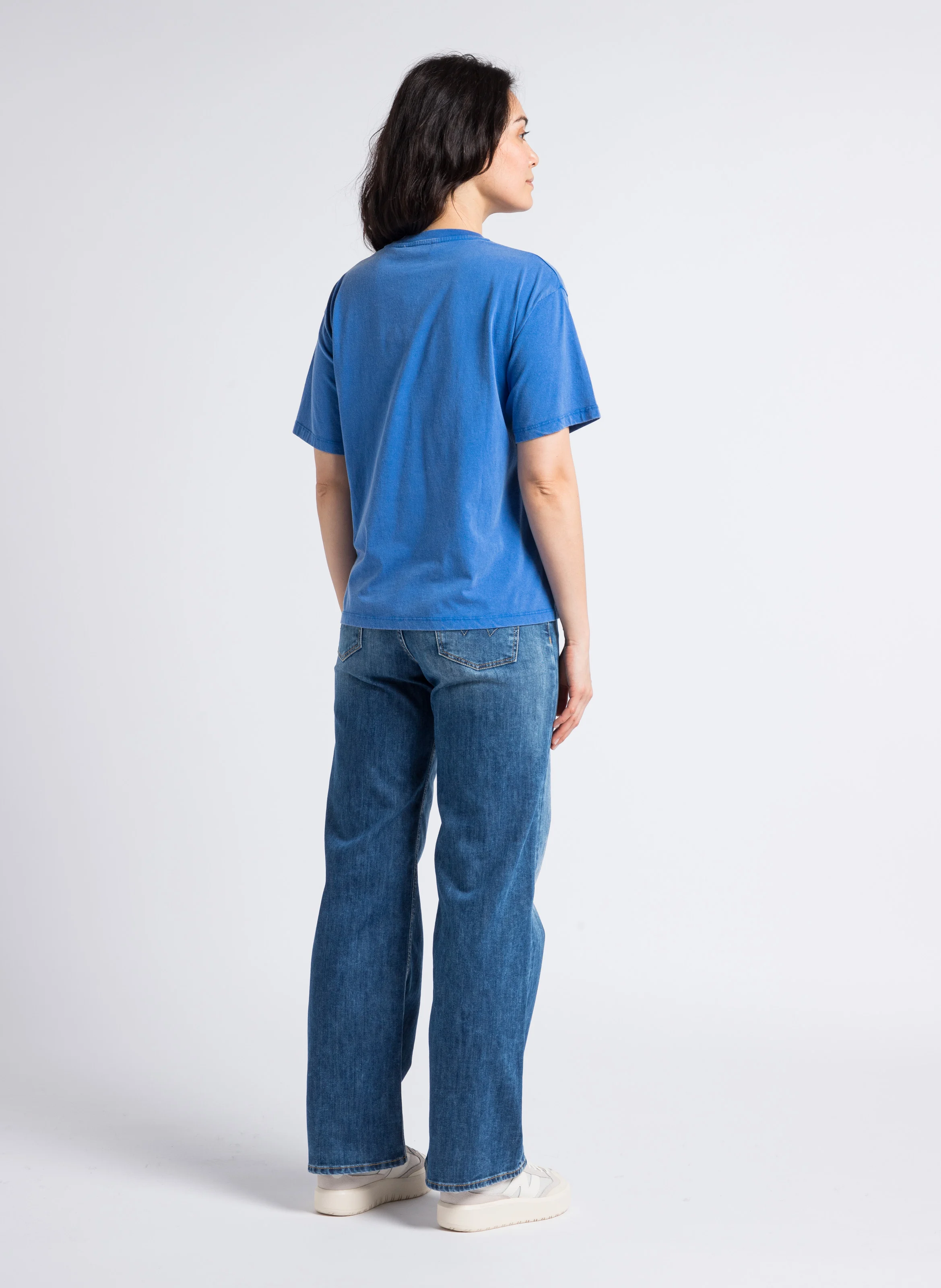 LAURYN - Jean large en coton mélangé | Bleu