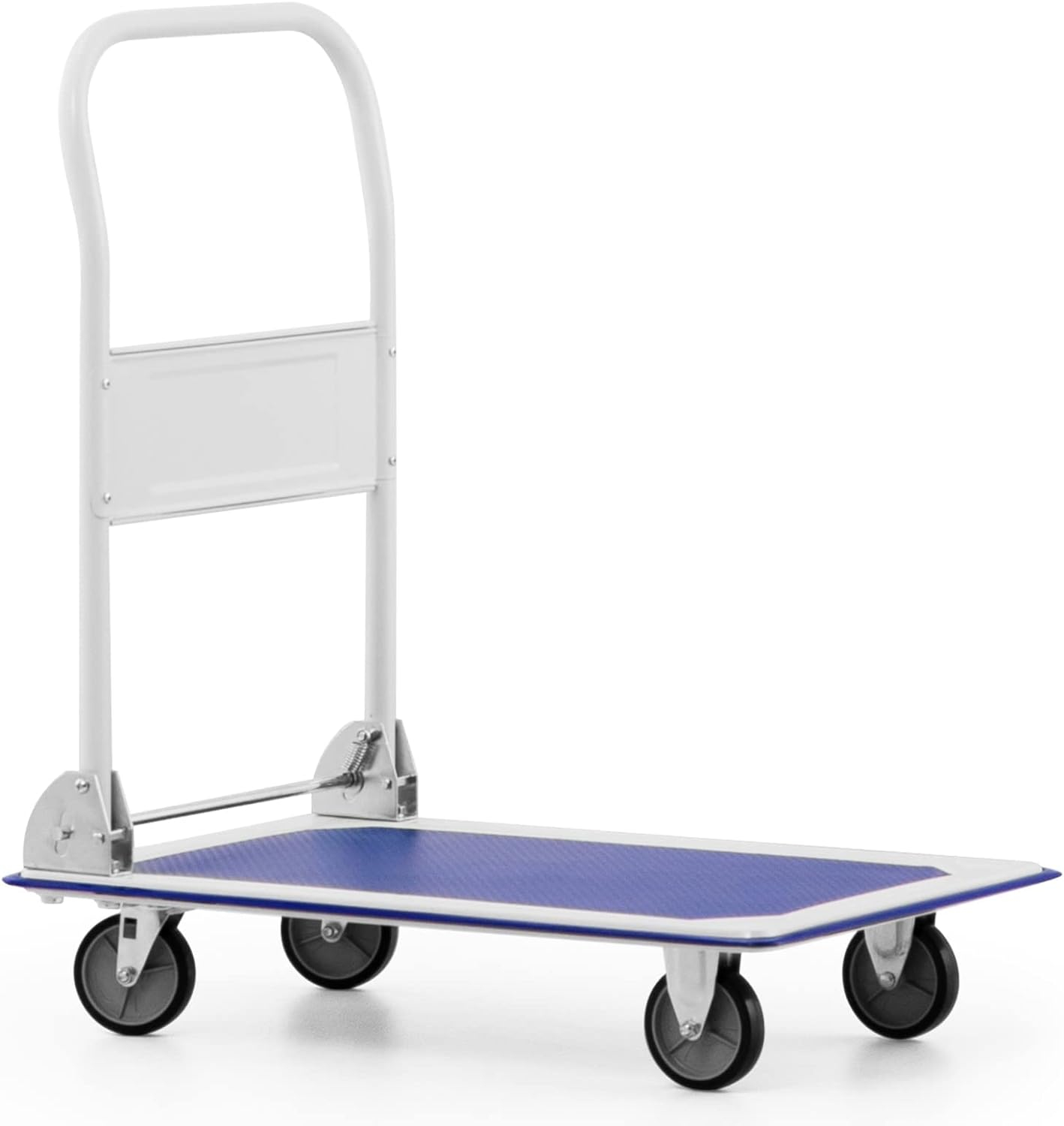 Plattformwagen Transport Hilfe Klappbarer Schwerlast Wagen 150kg Tragkraft - Weiss / Blau