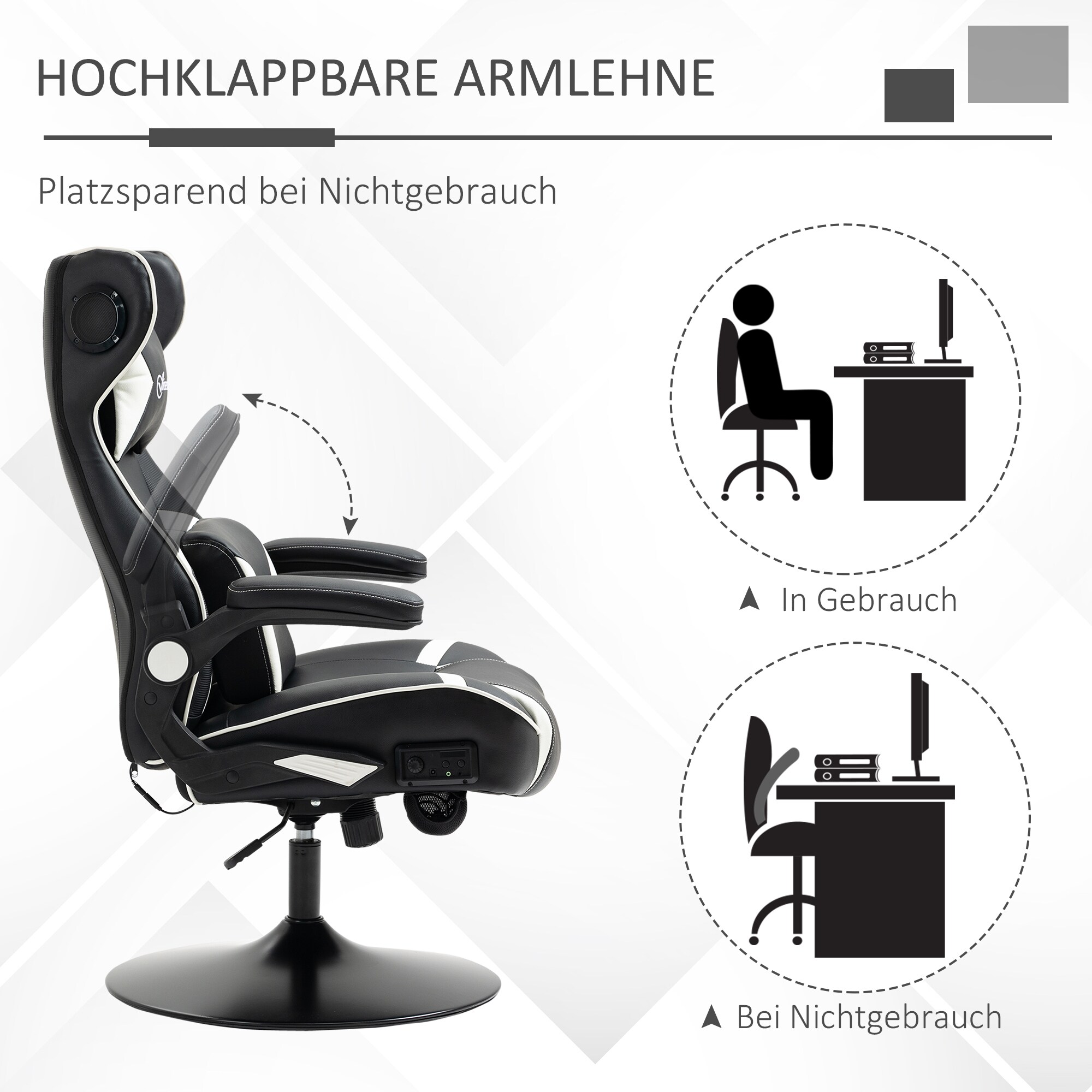Vinsetto Gamingsessel mit Lautsprecher 69L x 73B x 118H cm