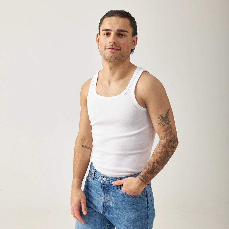 Unterhemd Tank Top Herren aus Bio-Baumwolle Weiß