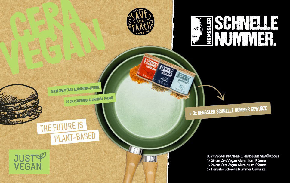 JUST VEGAN Pfannenset HENSSLERS 5-teilig