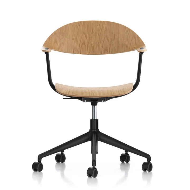 Vitra - Mynt Bürostuhl Fünfsterngestell, Eiche natur / tiefschwarz (Rollen für Hartboden)