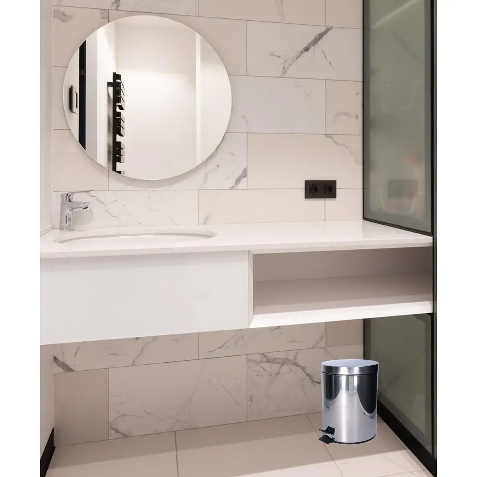 CM Pedaalemmer Shine - zilver - 5L - metaal - wc/badkamer