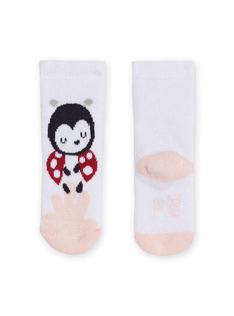 Chaussettes blanches motifs coccinelles naissance fille