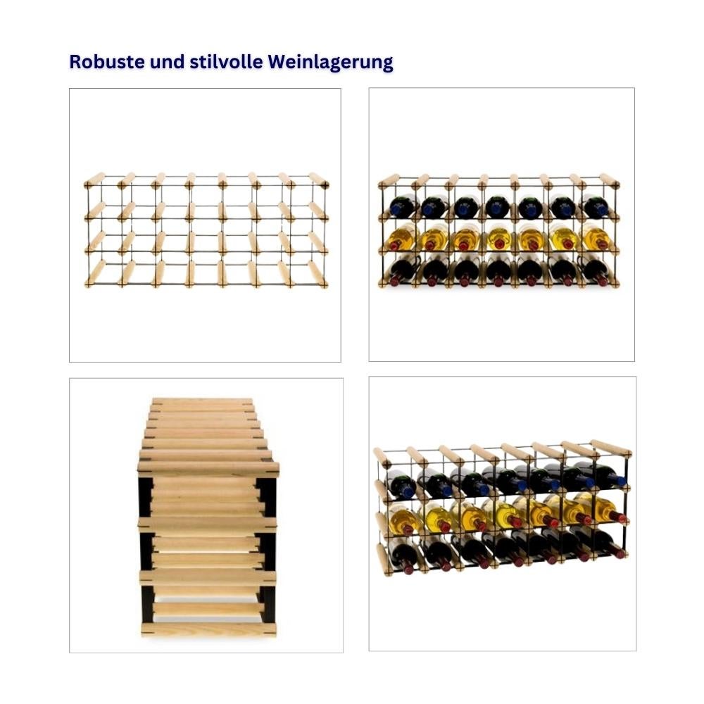 PROREGAL Modulair Wijnrek Vinotega Mod Metaal HxBxD 32,5 x 72,5 x 24,5 cm 7 x 3 Flessen Massief Dennenhout Natuurlijk