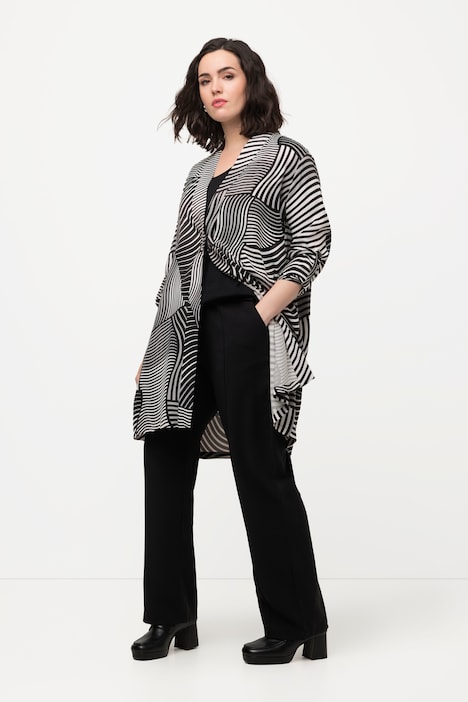 Blusenjacke, grafischer Druck, Stehkragen, Langarm