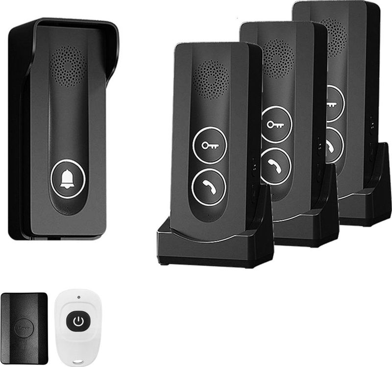 Doorsafe - 1903 - Draadloze Deurbel Intercom - Zwart - Met 3 Ontvangers