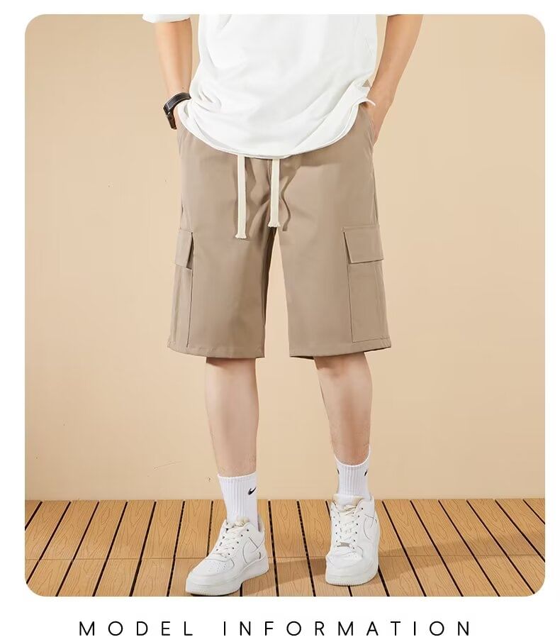 Antaeus - Effen cargoshorts met trekkoordtaille