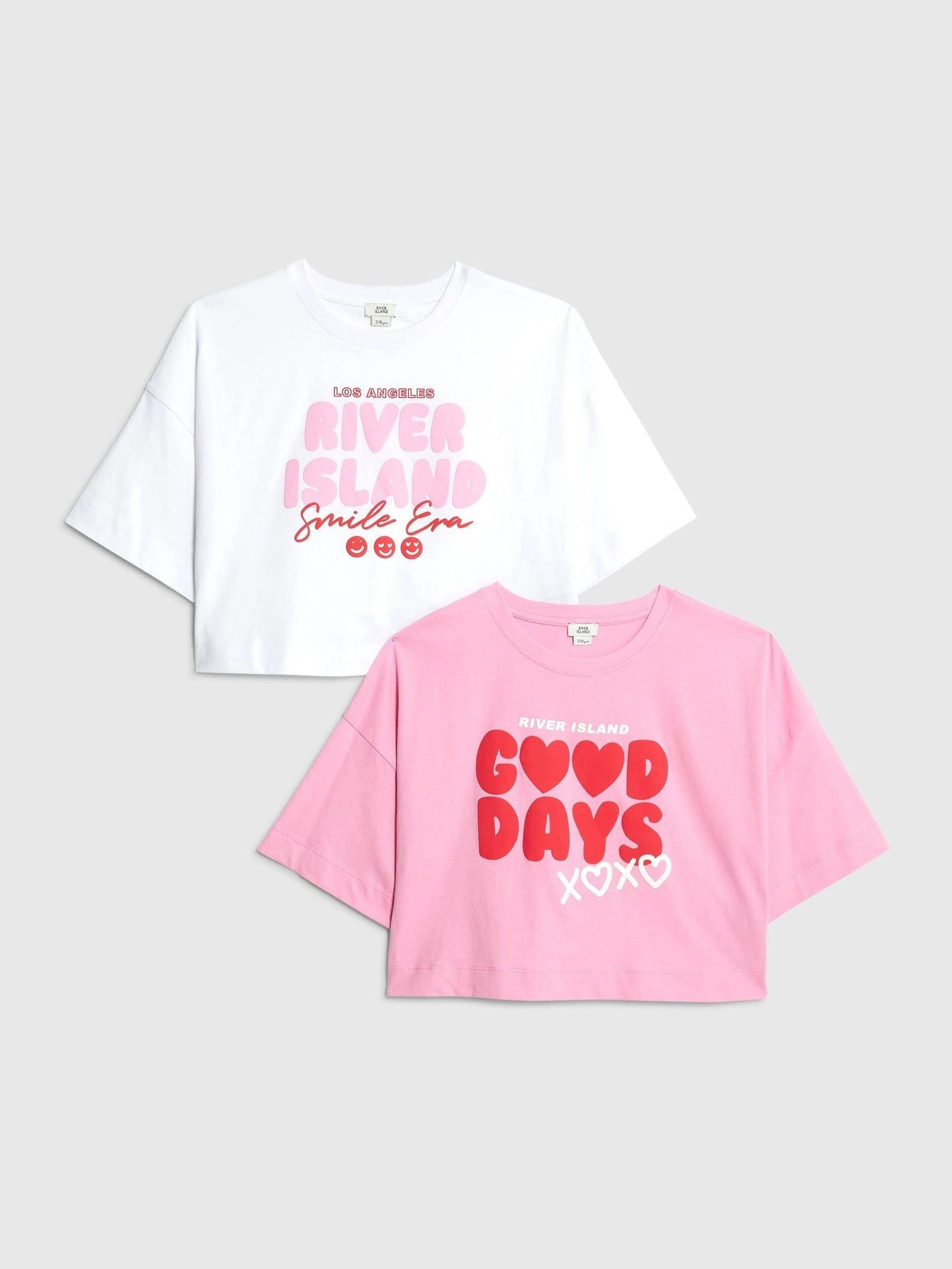 River Island Bubble Font 2 Pack Cropped T-Shirts