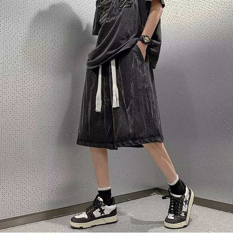 Oakjam - Mid Rise Tie Dye Denim Shorts